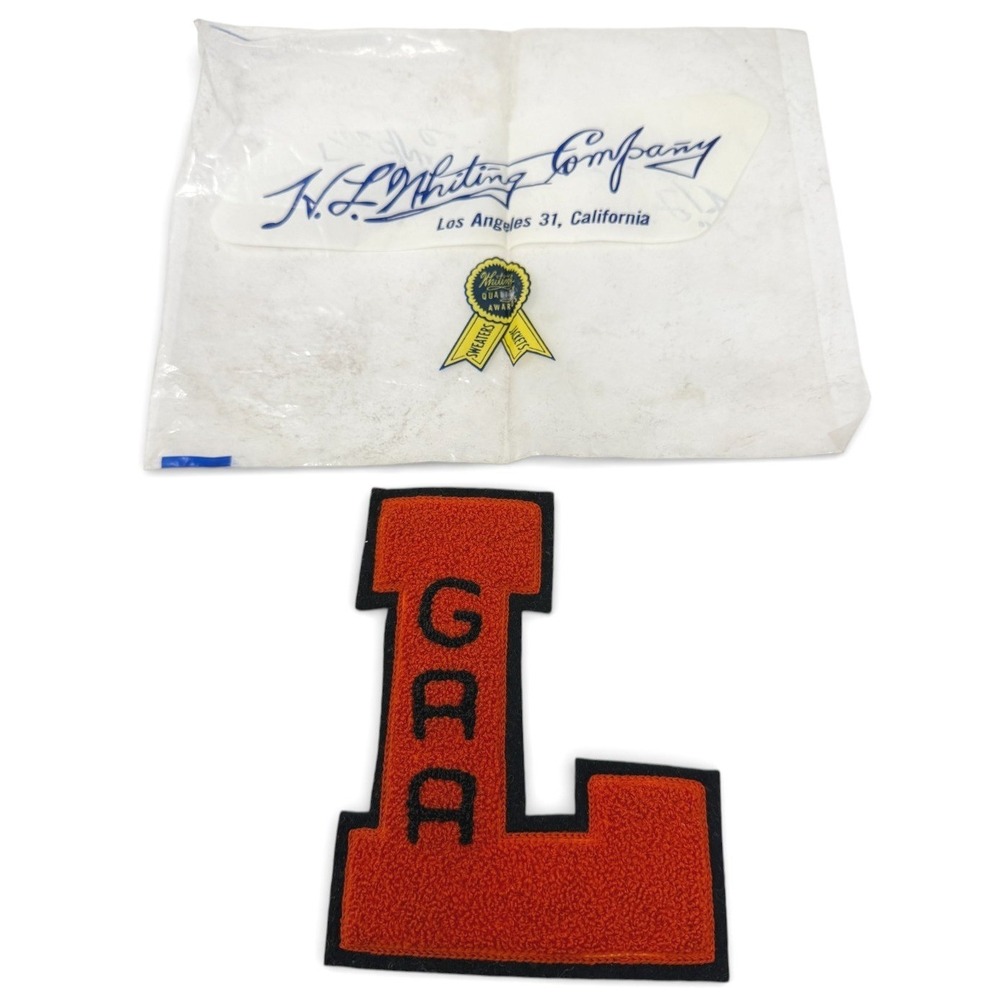 Vintage Letterman Patch L GAA Pacific Athletic Co Whiting Los Angeles Deadstock